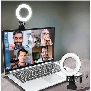 LED Video Conference Light With Clip & USB 4.5-Inch Ring Light For Remote Work